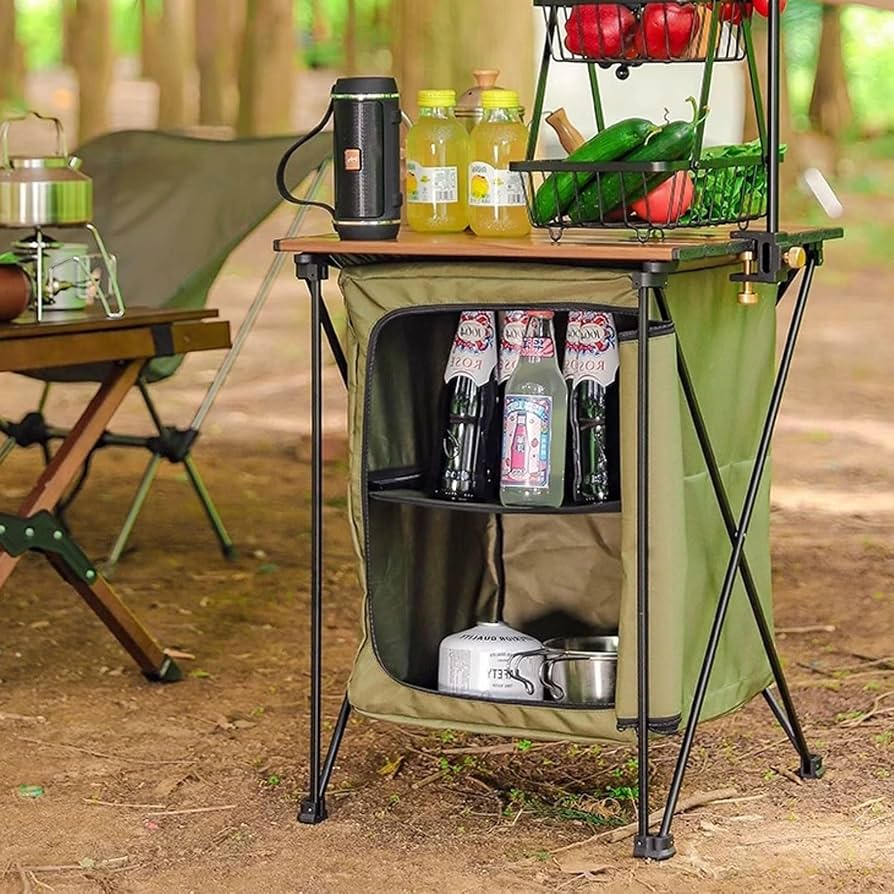 Modular Foldable Camp Kitchen Storage Box & Bamboo Worktop